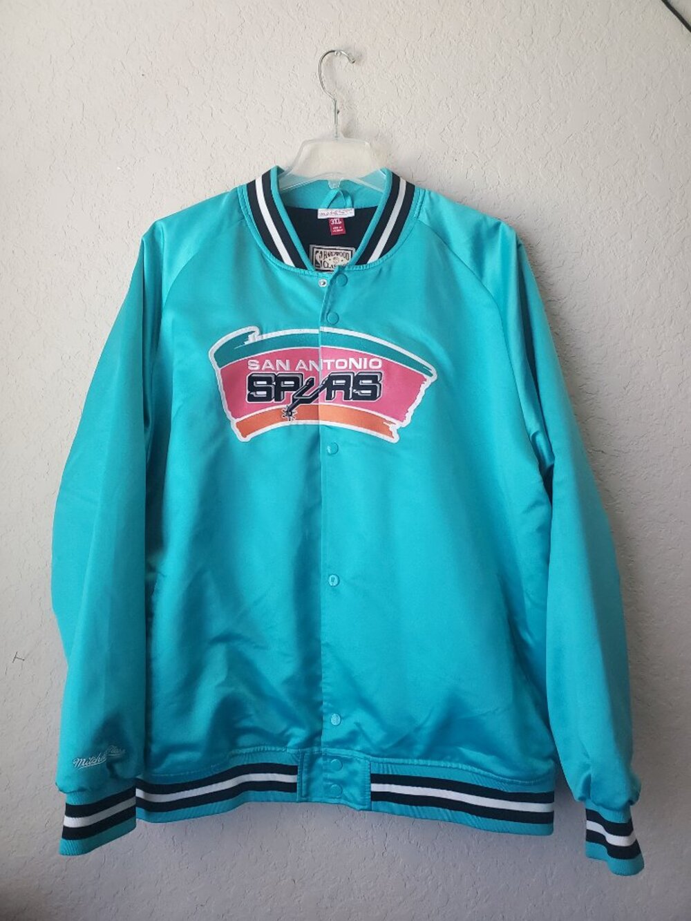 Mitchell & Ness San Antonio Spurs Hardwood Classics Teal Satin Jacket 3XL